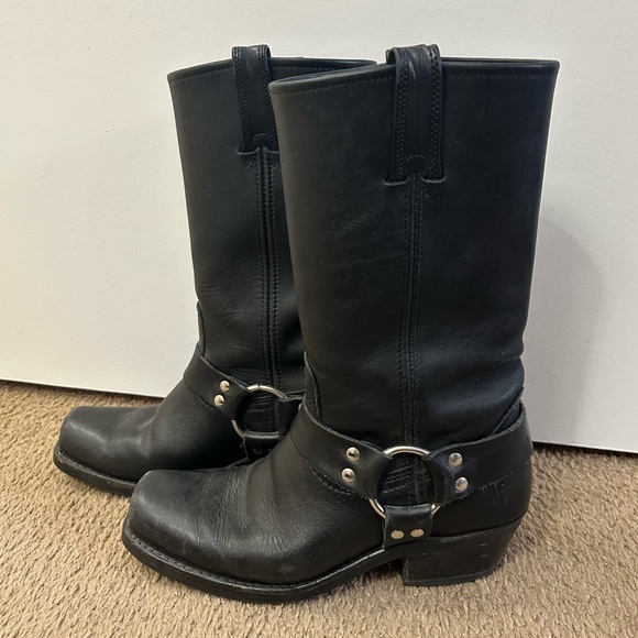 FRYE Black Leather Harness Boots - Picture 3 of 8